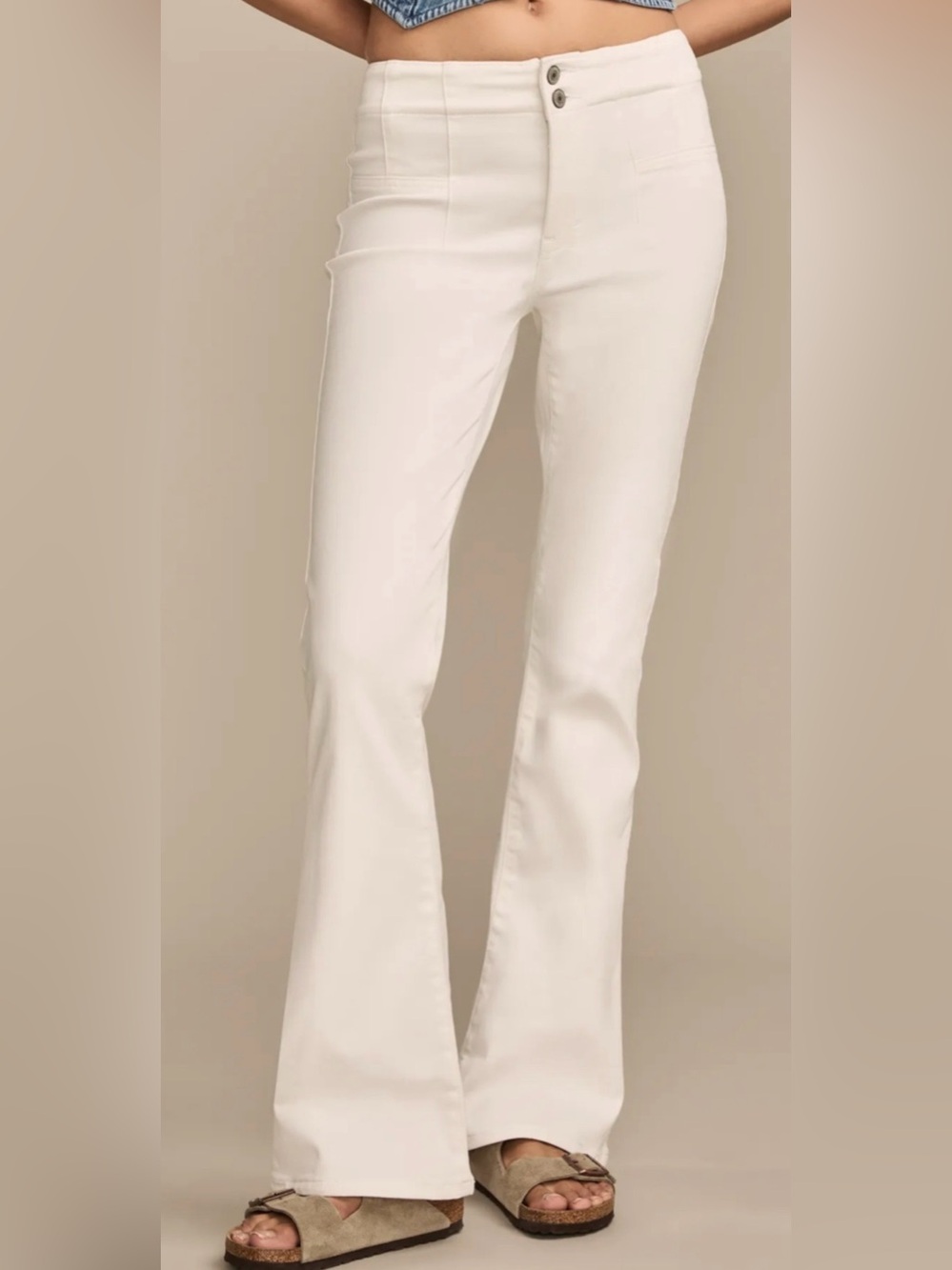 Lucky Brand High-Rise Flare Jeans in Cream